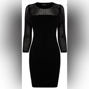 Karen Millen Black Mesh Open Stitch Dress, size 2